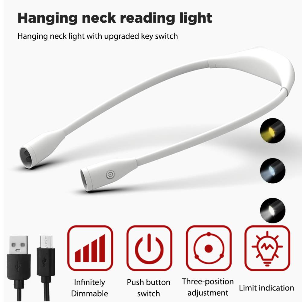 Book Light Flexible - Rechargeable LED Neck Reading Lights Neck
