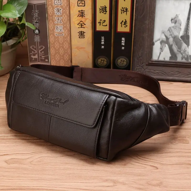 Travel Accessories For Men - Men Genuine Leather Belt Waist Pack