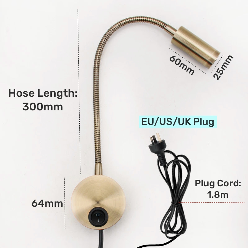 3W Bronze Gooseneck LED Wall L - огляд і ціна Book Light Flexible