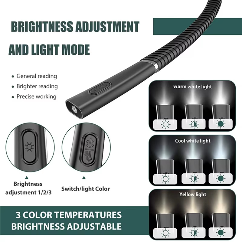 LED Reading Neck Lights USB Re - огляд і ціна Book Light Flexible